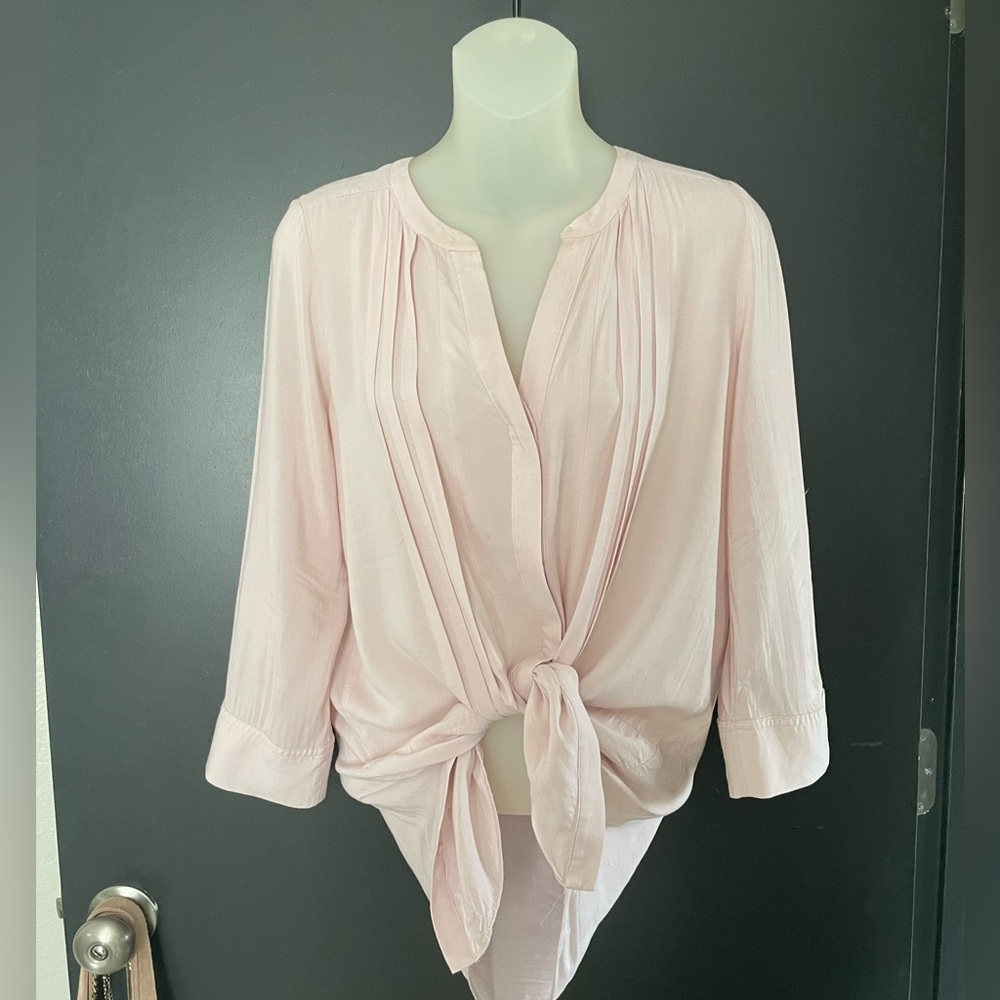 Maeve Light Pink pleated button down Blouse with **flaws